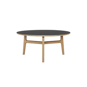 Magnus Olesen Freya Coffee Table Solid Lacquered Oak/Linoleum Black 4023 Forbo Ø 85 x H 40