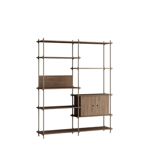 Moebe Shelving Bookcase High Smoked Oak/Warm Grey