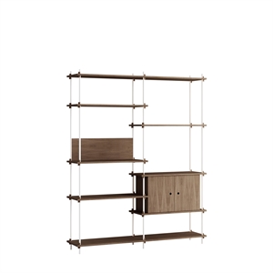 Moebe Shelving Bookcase High Smoked Oak/ White