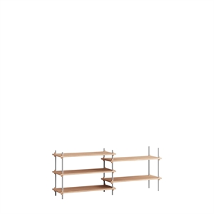 Moebe Shelving S.65.2.A Oak/Stainless Steel