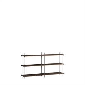 Moebe Shelving S.85.2.B Smoked Oak/Stainless Steel