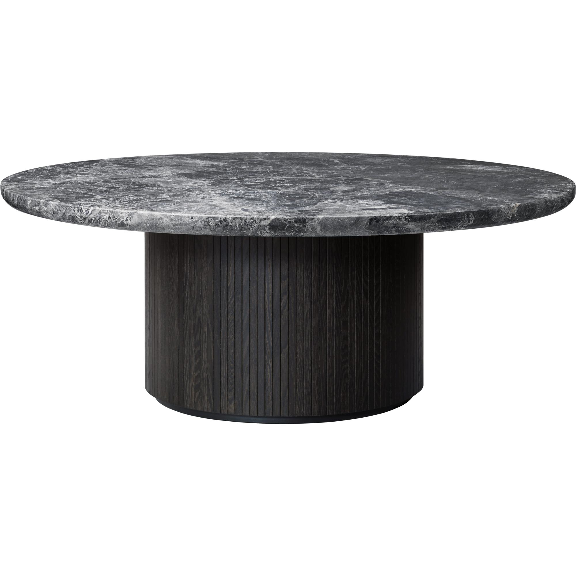 GUBI Moon Coffee Table Round Ø120 cm w. Wood Base and Gray Emperador Marble Top