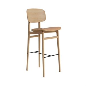 NORR11 NY11 Bar Stool With Upholstered Seat & Backrest H75 Natural Oak/Camel 21004
