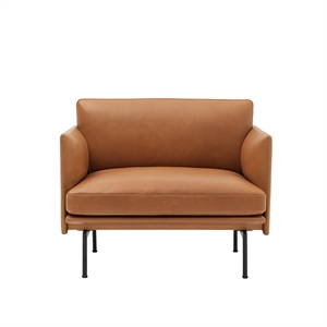 Muuto Outline Armchair Leather Upholstered Cognac/Black Base