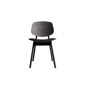 Ro Collection Pandora Dining Chair Upholstered Seat Black Lacquered Oak/ Black Leather
