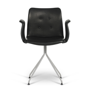 Bent Hansen Primum Dining Chair w. Armrests Stainless Steel/ Black