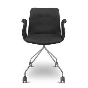 Bent Hansen Primum Office Chair w. Armrests And Wheels Stainless Steel/ Black