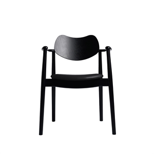 Ro Collection Regatta Dining Chair Upholstered Seat Black Lacquered Beech/ Black Leather