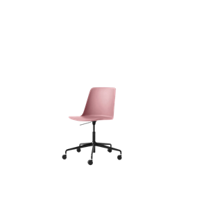 &Tradition Rely HW28 Dining Chair Without Armrest Swivel With Wheels Soft Pink/ Black