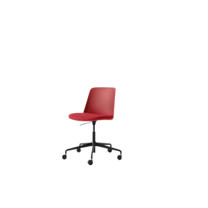 &Tradition Rely HW29 Dining Chair Without Armrest Swivel With Wheels Upholstered Seat Vermilion Red/ Black/Hallingdal 680