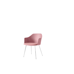 &Tradition Rely HW34 Dining Chair With Armrest Padded Seat Soft Pink/ Chrome/Vidar 0622