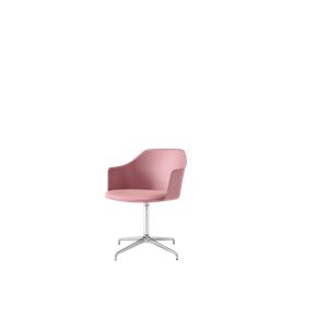 &Tradition Rely HW39 Dining Chair With Armrest Swivel Padded Seat Soft Pink/ Aluminum/Vidar 0622