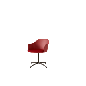 &Tradition Rely HW39 Dining Chair With Armrest Swivel Padded Seat Vermilion Red/ Bronze/Vidar 0556