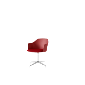 &Tradition Rely HW39 Dining Chair With Armrest Swivel Padded Seat Vermilion Red/ Aluminum/Vidar 0556