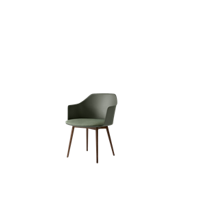 &Tradition Rely HW77 Dining Chair With Armrest Padded Seat Bronze Green/Lacquered Walnut/Canvas 0926