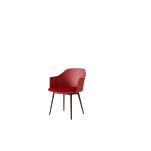 &Tradition Rely HW77 Dining Chair With Armrest Upholstered Seat Vermilion Red/ Walnut/Vidar 0556