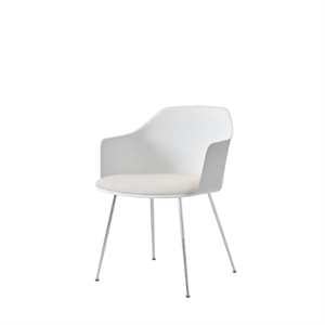 &Tradition Rely HW34 Dining Chair With Armrest Padded Seat White/ Chrome/ Karakorum 001