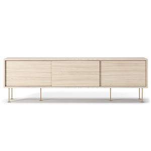 Decotique Vogue TV Bench With Legs 180 White Pigmented Oak/ Brass