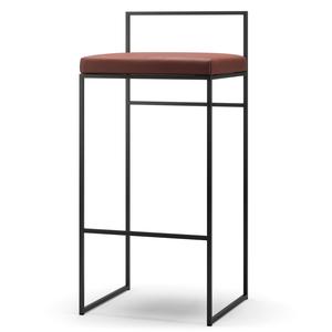 Department Bar Stool With Backrest 90 cm Black/Brown Leather