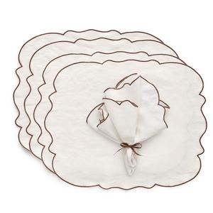 Decotique Gia Placemats & Napkins Set of 4 Brown/White