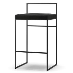 Department Bar Stool With Backrest 80 cm Black/ Black Velvet