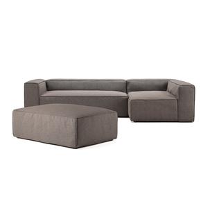 Decotique Grand 4-Seater Sofa Divan Open End With Footstool Right Moonwhite