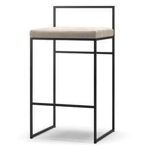 Department Bar Stool With Backrest 80 cm Black/ Beige Velvet