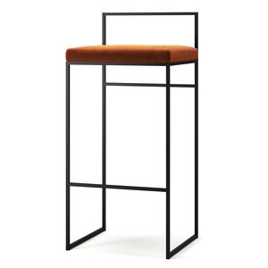 Department Bar Stool With Backrest 90 cm Black/ Copper Glow Velour