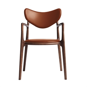Ro Collection Salon Dining Chair Upholstered Beech/ Walnut/Calvados Leather