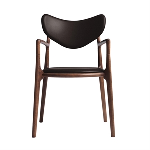 Ro Collection Salon Dining Chair Upholstered Beech/ Walnut/Dark Brown Leather
