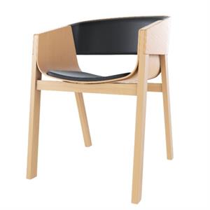 TON Merano Dining Chair With Armrests With Upholstered Seat & Back Natural/Prescott Black