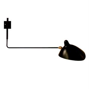 Serge Mouille Applique 1 Wall Lamp Black & Brass Straight