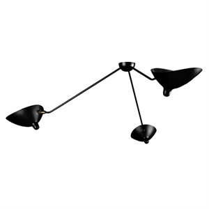 Serge Mouille Plafonnier Araigne 3 Ceiling Light Black & Brass Fixed