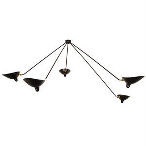 Serge Mouille Plafonnier Araignée 5 Ceiling Lamp Black & Brass Fixated