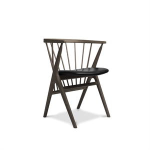 Sibast Furniture No 8 Dining Chair Dark Oiled Oak and Black Leather