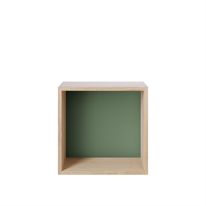 Muuto Stacked Bookcase System Between w. Backplate Oak/Dusty Green