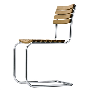 Thonet S 40 Cantilever Dining Chair Stainless steel/Iroko