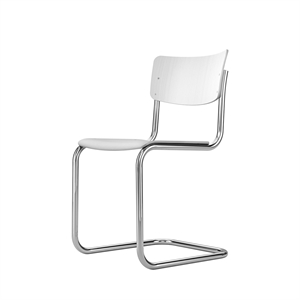 Thonet S 43 Cantilever Dining Chair Chrome/ White Glazed Beech