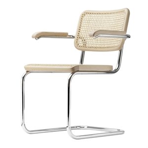 Thonet S 64 V Cantilever Dining Chair with Armrests Chrome/ Beech Wood
