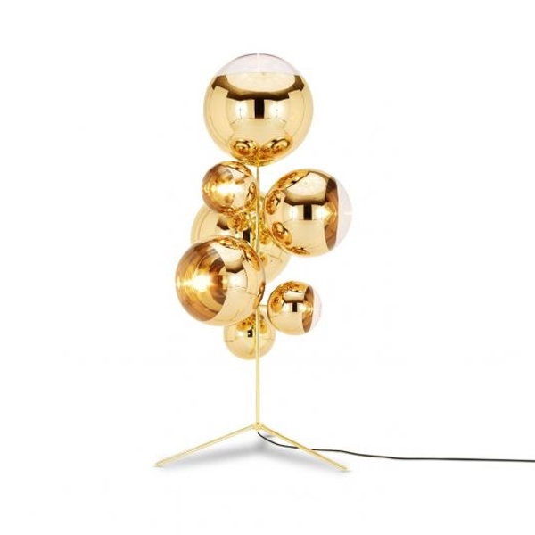 Dixon Mirror Ball Chandelier Floor Lamp Gold | AndLight