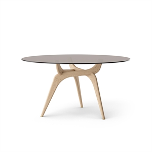 Brdr. Krüger TRIIIO Dining Table Ø135 Oak Clear Wax Oiled/ Bronze Glass