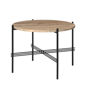 GUBI TS Coffee Table Round Ø55 Black/ Warm Taupe Travertine
