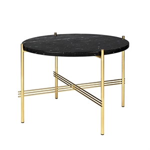 GUBI TS Coffee Table Round Ø55 Brass/ Black Marquina Marble