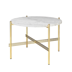 GUBI TS Coffee Table Round Ø55 Brass/ White Carrara Marble