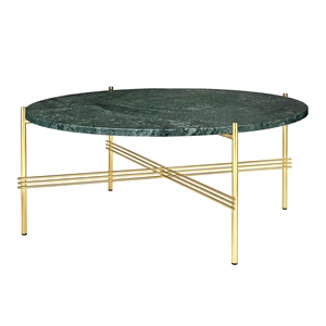 GUBI TS Coffee Table Round Ø80 Brass/ Green Guatemala Marble