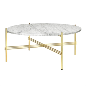 GUBI TS Coffee Table Round Ø80 Brass/ White Carrara Marble