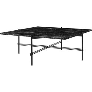 GUBI TS Coffee Table Square 105 x 105 cm w. Black Base and Black Marquina Marble Top