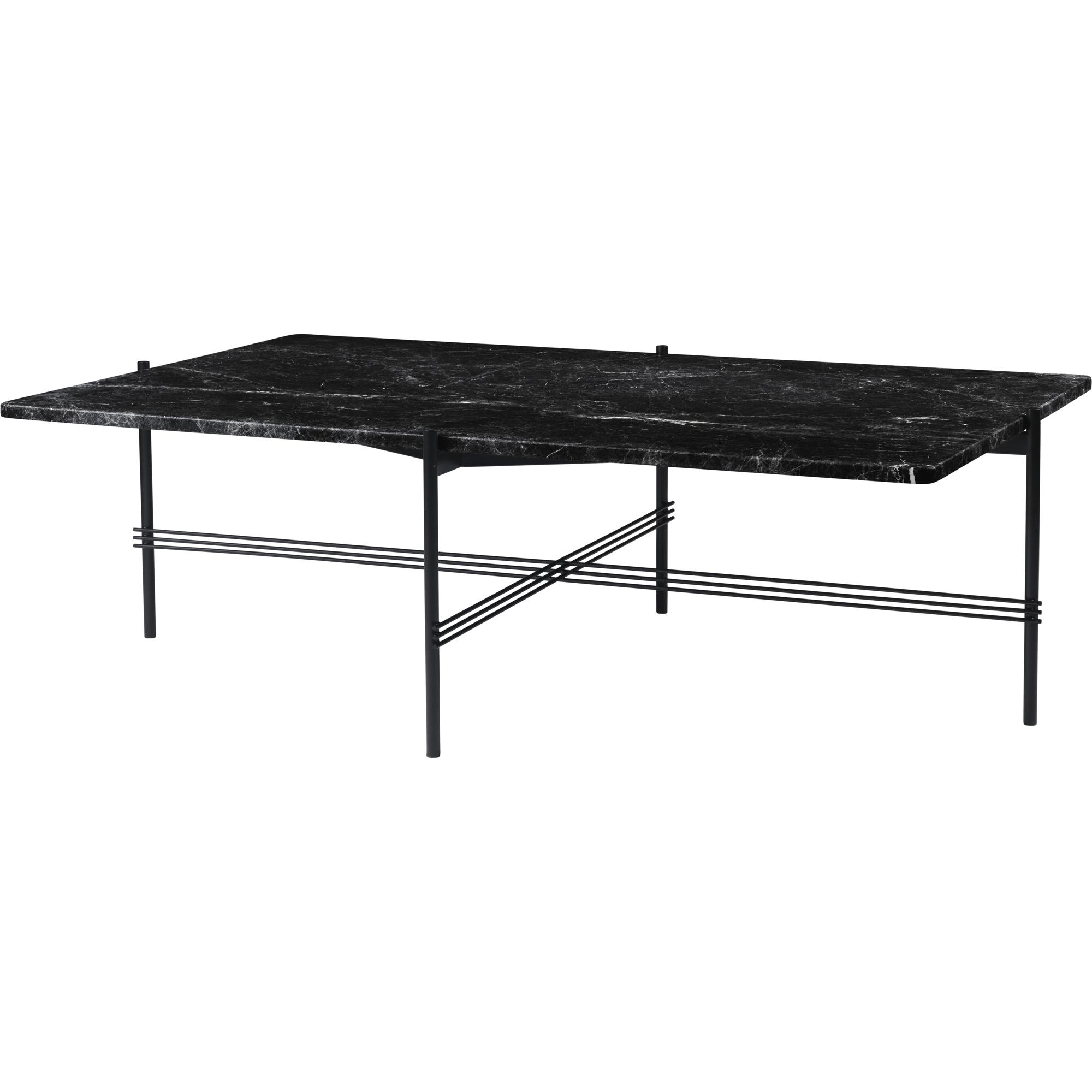 GUBI TS Coffee Table Rectangular 130 x 80 cm w. Black Base and Black Marquina Marble Top