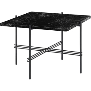 GUBI TS Coffee Table Square 55 x 55 cm w. Black Base and Black Marquina Marble Top