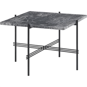 GUBI TS Coffee Table Square 55 x 55 cm w. Black Base and Gray Emperador Marble Top